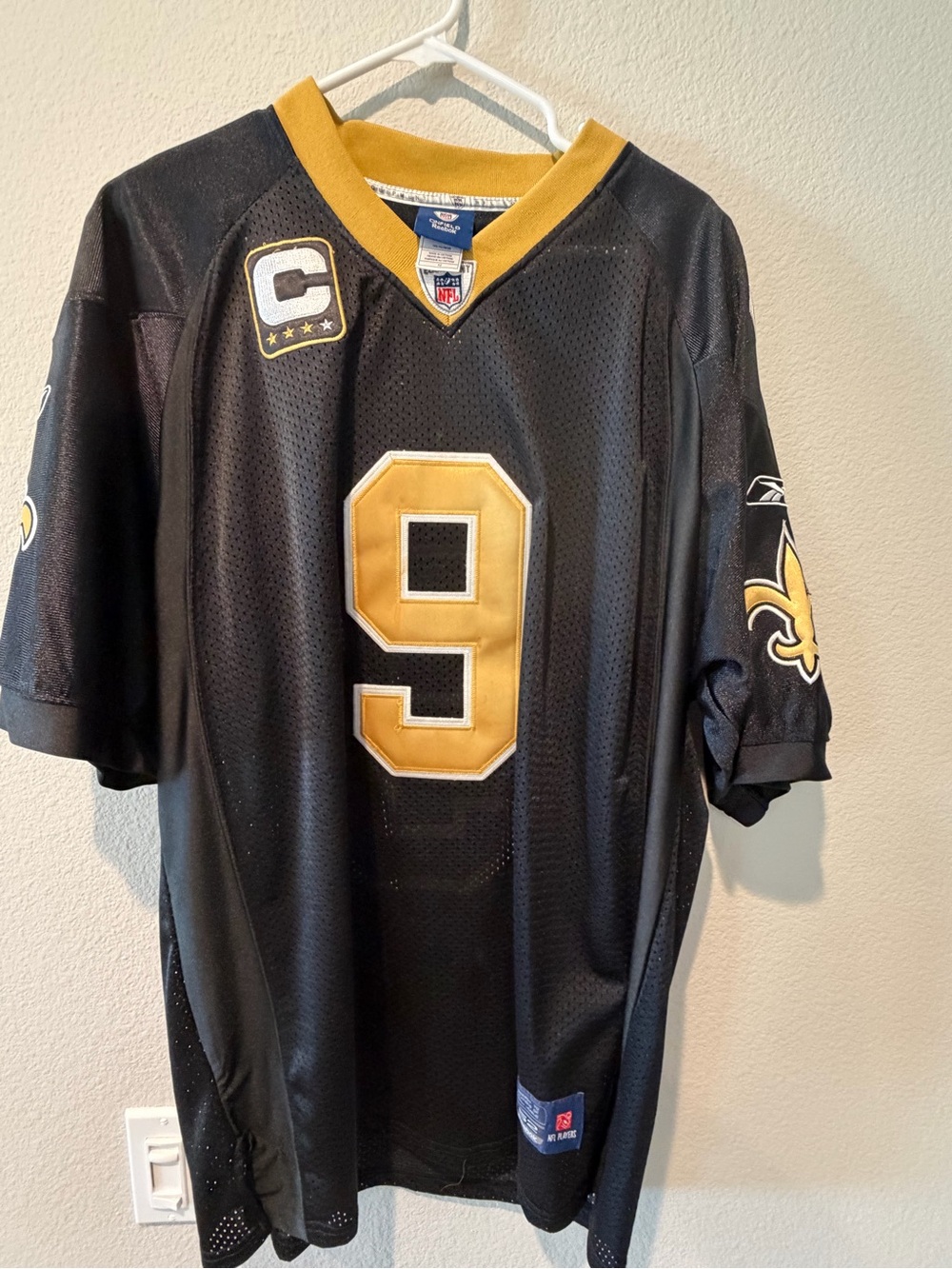 Reebok Black and Gold Football Jersey #9